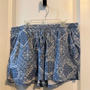 Blue Patterned Women's Shorts